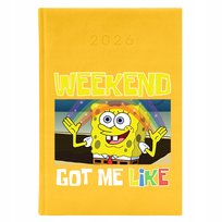 KALENDARZ ŻÓŁTY 2026 A5 PLANER TERMINARZ | WEEKEND PREZENT SPONGEBOB WZORY