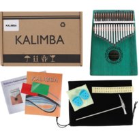Kalimba Drewniana zielona 17 Blaszek - W-17T-6