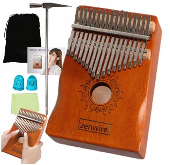 KALIMBA Instrument PIANINO 17 Drewniana MAHOŃ K01 Wystrojona ETUI AKCESORIA - Zenwire
