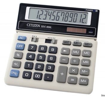 Kalkulator Biurowy Citizen Sdc-868L, 12-Cyfrowy, 154X152Mm, Czarno-Biały - Citizen