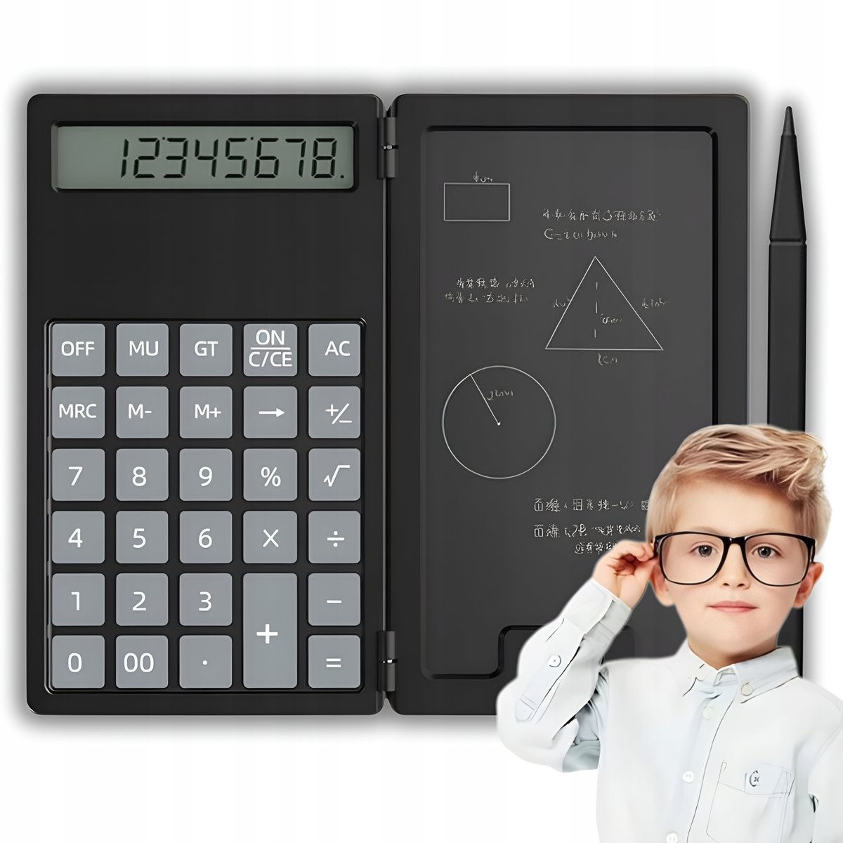 KALKULATOR NAUKOWY BIUROWY 2w1 CZARNY SZKOLNY Z NOTATNIKIEM NOTES DO ...