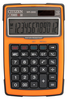 kalkulator wodoodporny citizen wr-3000, 152x105mm, pomarańczowy - Citizen