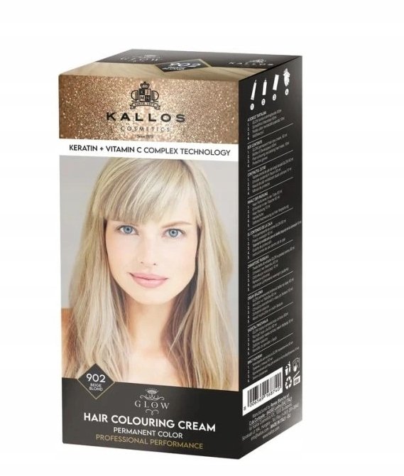 Empik KALLOS GLOW FARBA DO WŁOSÓW 902 BEŻOWY BLOND PROFESJONALNA FARBA 60+60ML