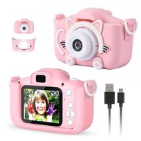 Kamera dziecięca HD SDLOGAL Zabawki elektroniczne 3-12 lat Funkcja filtra 5 gier Chłopcy Nagrywanie wideo Różowy
