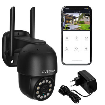 KAMERA ZEWNĘTRZNA OBROTOWA ULTRA HD WIFI 4MPx 4x ZOOM 2.5K PTZ IP66 CZARNA - Overmax