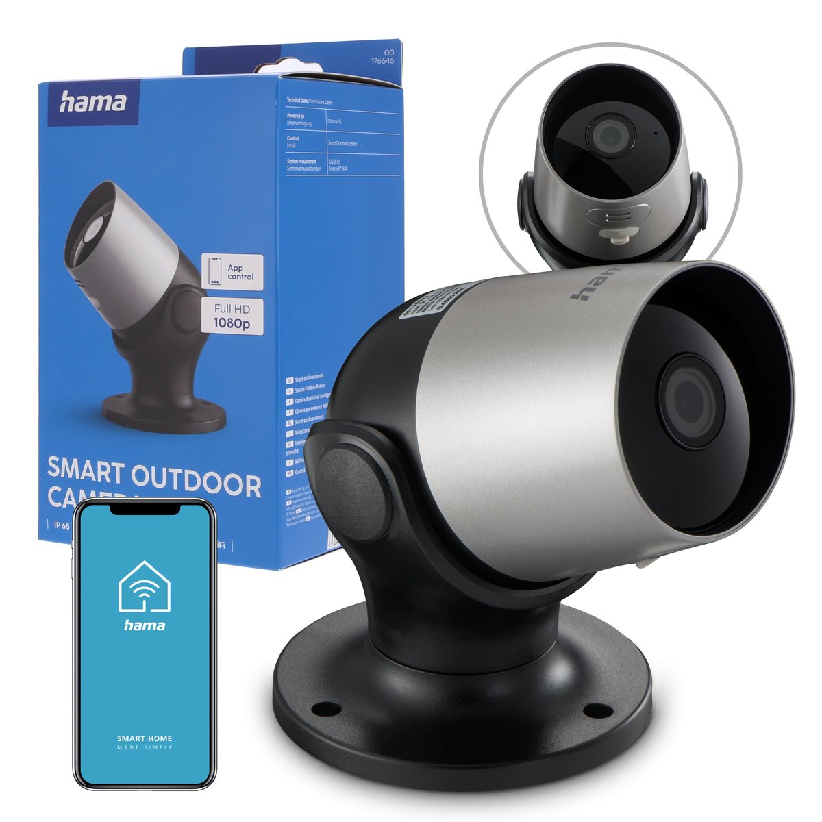 Hama Camera Kamera zewnętrzna WiFi HAMA z czujnikiem ruchu i noktowizorem Full ...