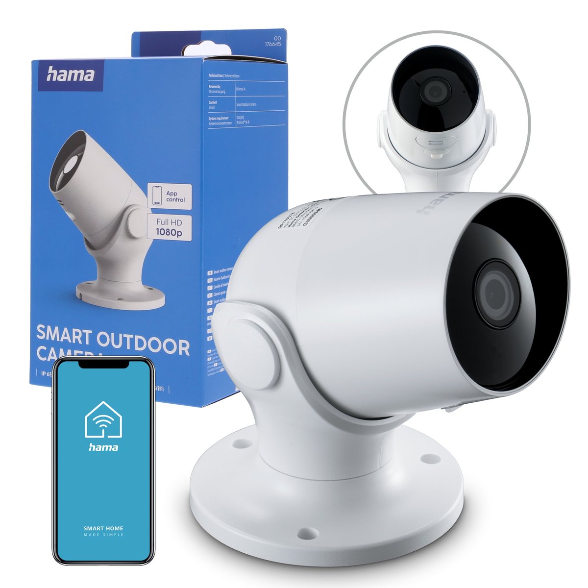 Hama Camera Kamera zewnętrzna WiFi HAMA z czujnikiem ruchu i noktowizorem Full ...