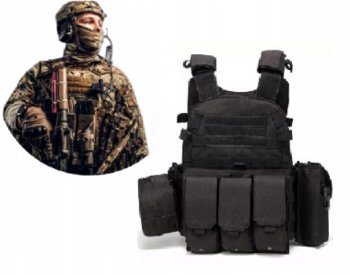 Kamizelka taktyczna wojskowa ochronna Czarna system Molle - Hemi