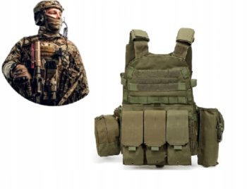 Kamizelka taktyczna wojskowa ochronna Zielona system Molle - Hemi