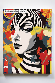 Kamuflaż, kobieta, zebra, malowanie po numerach - Akrylowo