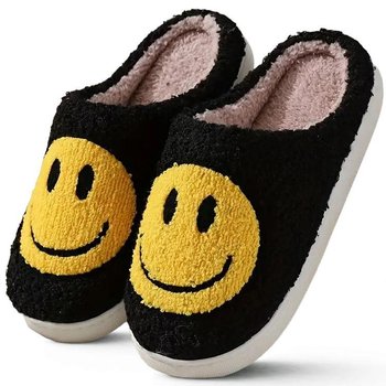 Kapcie Damskie Męskie Smile Z Uśmiechem Modne Stylowe Cieple Wygodne Lekkie Z Ociepleniem Domowe czarne  36/37 - Permani