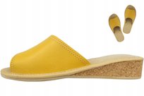 Kapcie Damskie SKÓRA NATURALNA Pantofle Wygodne POLSKIE na KOTURNIE 35-41