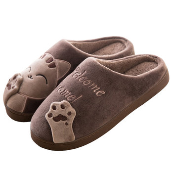 Kapcie Damskie Welcome Home z kotem Brązowe 42/43 - Inna marka