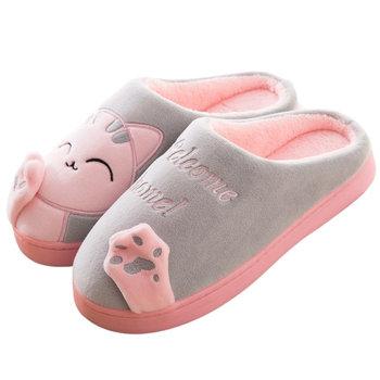 Kapcie Damskie Welcome Home z kotem Szare 36/37 - Inna marka