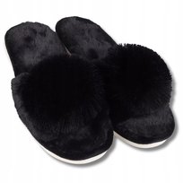 Kapcie Damskie Z Pomponem Klapki Domowe Wsuwane Prezent Moraj Black 36-37