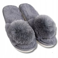 Kapcie Damskie Z Pomponem Klapki Domowe Wsuwane Prezent Moraj Grey 40-41