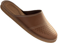 Kapcie Męskie Skórzane Premium Pantofle Klapki PIOMAT Brązowe Domowe Laczki Ciapy 42 (40-46)