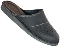 Kapcie Męskie Skórzane Premium Pantofle Klapki PIOMAT Czarne Domowe Laczki Ciapy 42 (40-46)