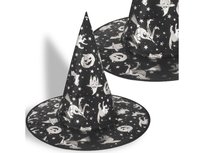Kapelusz Czarownicy Czarodzieja Czapka Strój Przebranie Wiedźmy  Czarny W Srebrne Wzory
