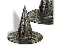 Kapelusz Czarownicy Czarodzieja Czapka Strój Przebranie Wiedźmy Złota Pajęczyna