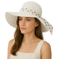 Kapelusz damski słomkowy letni plażowy Herme's Ecru
