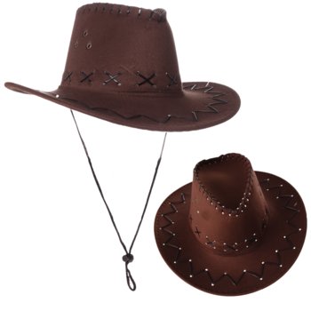 KAPELUSZ KOWBOJSKI COUNTRY WESTERN DLA DOROSŁYCH PARTY CIEMNY BRĄZOWY - Diabolo