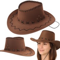 Kapelusz Kowbojski Country Western Karnawał Męski Damski Unisex Na Lato Brązowy