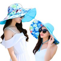 Kapelusz przeciwsłoneczny damski na lato UV dwustronny duże rondo sznurek