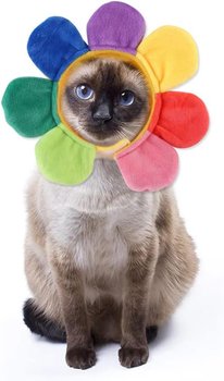 Kapelusz Słonecznika dla Zwierząt, Kwiatowy Nakrycie Głowy z Misiem, Kostium Słonecznika dla Zwierząt, Uroczy Kapelusz Zwierzęcy Ręcznie Robiony Kapelusz dla Psa Kota z Kreskówek - Inna marka