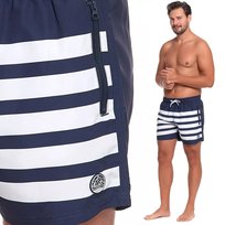 Kąpielówki Męskie Bokserki Szorty Wiązanie Kąpielowe W Paski Lato Moraj M Navy
