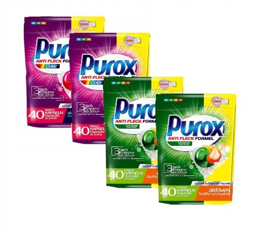 KAPSUŁKI DO PRANIA PUROX MIX UNIVERSAL + COLOR 4 OPAKOWANIA = 160 ...