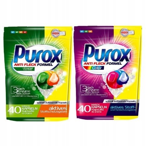 Kapsułki do prania Purox Universal + Purox Color (80 sztuk) - Purox ...