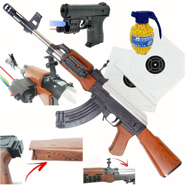 Фото - Іграшка для пісочниці Karabin Na Kulki Ak-47 Kałasznikow Asg+Pistolet+Granat