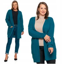 Kardigan Damski Długi Ciepły Sweter Narzutka z Kieszeniami MORAJ XXL/3XL