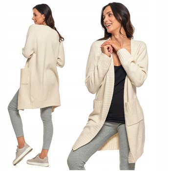 Kardigan Damski Długi Sweter Ciepły Narzutka z Kieszeniami MORAJ M/L - Moraj