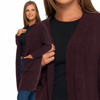 Kardigan Damski Długi Sweter Kieszenie Ciepły Luźny Oversize Moraj Xl/Xxl Brown