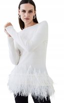 KAREN MILLEN SWETER Z PIÓRAMI Z WEŁNĄ BIAŁY S 1Y1T Karen Millen