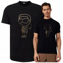 Karl Lagerdeld Czarna Koszulka Męska ładny tshirt bawełniany Duże Logo XXL