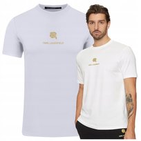Karl Lagerfeld Biała Męska Koszulka Bawełniany Ładny T-shirt PREMIUM r.M