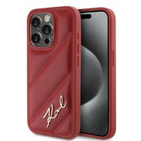 Karl Lagerfeld etui obudowa pokrowiec case do iPhone 15 Pro 6.1" czerwony/red hardcase Diagonal Quilted Script Karl Lagerfeld