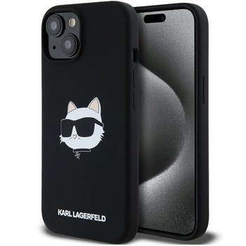 Karl Lagerfeld etui obudowa pokrowiec do iPhone 15 / 14 / 13 6.1" czarny/black hardcase Silicone Choupette Head MagSafe - Karl Lagerfeld