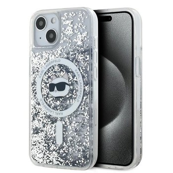 Karl Lagerfeld etui obudowa pokrowiec do iPhone 15 / 14 / 13 6.1" hardcase transparent Liquid Glitter Choupette Head Magsafe - Karl Lagerfeld