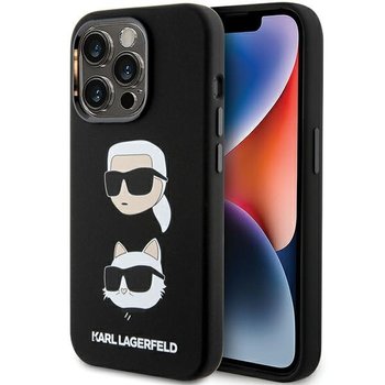 Karl Lagerfeld Etui Obudowa Pokrowiec Do Iphone 15 Pro Max 6.7" Czarny/Black Silicone Karl&Choupette Head - Karl Lagerfeld