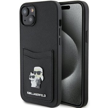 Karl Lagerfeld etui Ochronne obudowa plecki do iPhone 15 6.1" czarny/black hardcase Saffiano Cardslot Karl&Choupette Metal Pin - Karl Lagerfeld