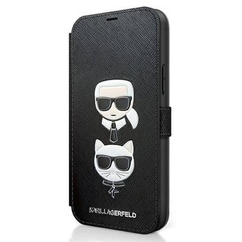 Karl Lagerfeld KLFLBKP12MSAKICKCBK iPhone 12/12 Pro 6,1" czarny/black book Saffiano Karl & Choupette - Karl Lagerfeld