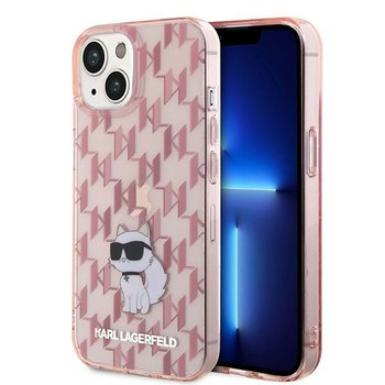 Karl Lagerfeld KLHCP15SHNCMKLP etui obudowa do iPhone 15 6.1" różowy/pink hardcase Monogram Choupette - Karl Lagerfeld