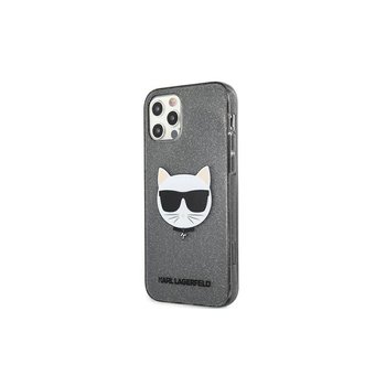 Karl Lagerfeld, Nakładka do iPhone 12, 12 Pro 6,1" KLHCP12MCHTUGLB hardcase TPU Choupette Glitter, transparent, czarna - Karl Lagerfeld