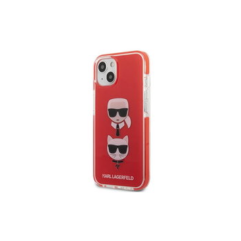 Karl Lagerfeld, Nakładka do iPhone 13 Mini KLHCP13STPE2TR, czerwona hard case Iconic Karl & Choupette - Karl Lagerfeld
