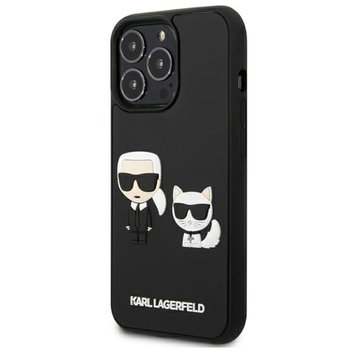 Karl Lagerfeld, Nakładka do iPhone 13 Pro Max KLHCP13X3DRKCK, czarna hard case Iconic Karl & Choupette Head - Karl Lagerfeld