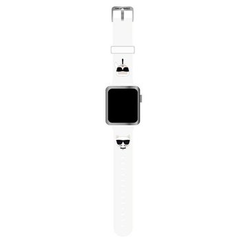 Karl Lagerfeld Pasek KLAWLSLCKW Apple Watch 42/44/45mm biały/white strap Silicone Karl & Choupette Heads - Karl Lagerfeld